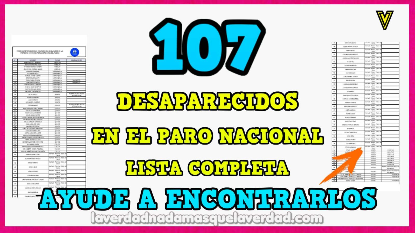 107 DESAPARECIDOS EN COLOMBIA